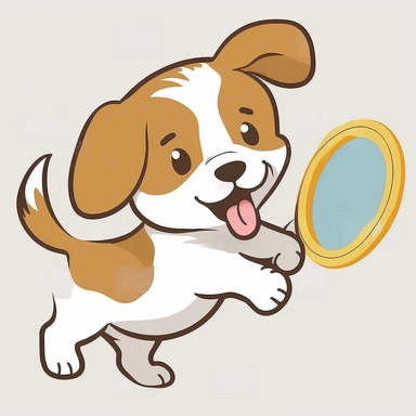 simple clipart puppy playing with a frisbee, white background.