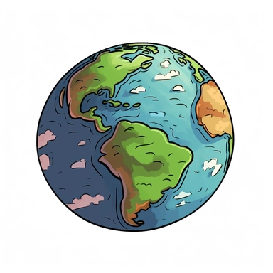 earth clipart, cartoon style, no background