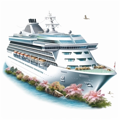photorealistic cruise clipart,on white background with margins