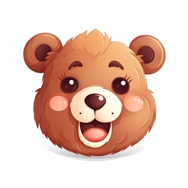 fantasy happy cute bear face, cartoon, clipart, mascot, isolated on white background