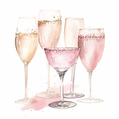 Watercolor Clipart Wedding decor clipart Watercolor clipart wedding glasses of champagne