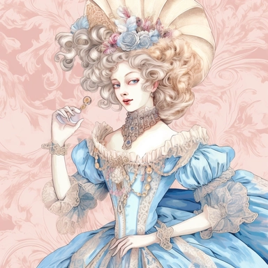 vintage style Detailed light and shadow, 2D outline, A beautifully patterned neo rococo Victorian baroque hyper realistic woman in 17th-centrury regal queen white french court victoria costume ball gown in varying hues of pale pink, blue and yellow, stunningly beautiful, refined and sophisticated, Hand drawn, cicely mary barker ,realistic watercolor, Clipart, emotionally pleasing watercolor, i can't believe how beatiful this is,accurate detailed line art, white background, intricate detail, clea