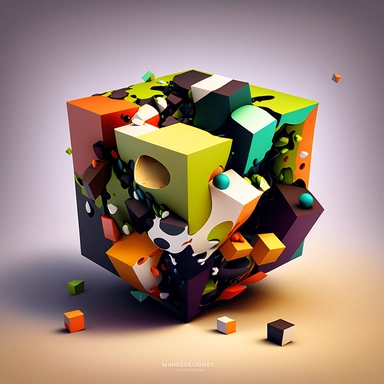 tesseract, abstract in style of clipart kids