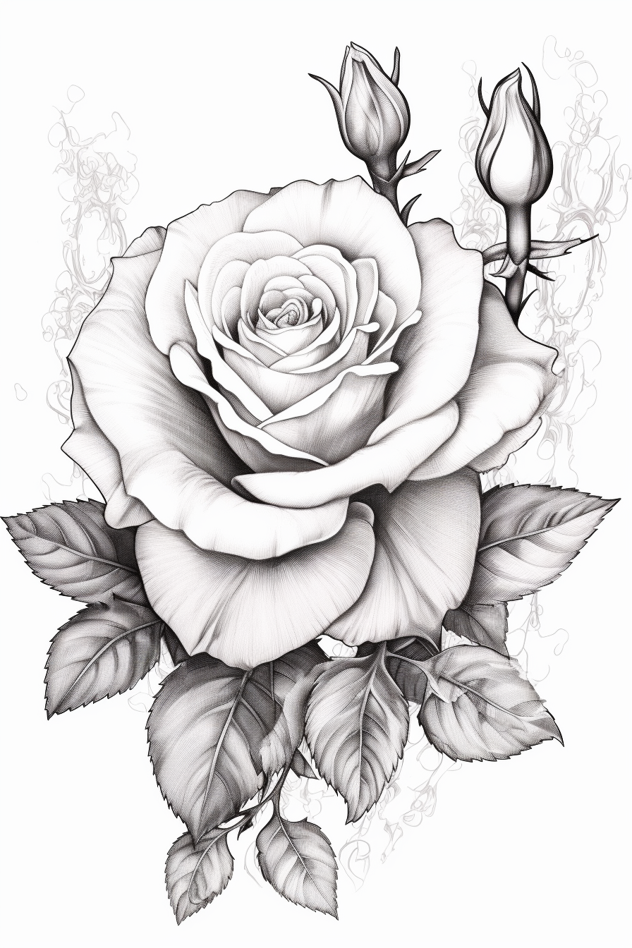 black and white rose clipart