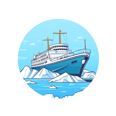 icebreaker breaking ice, very simple outline drawing, logotype, icon, clipart