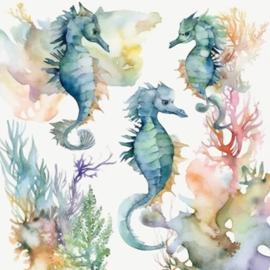 Underwater Clipart, Watercolor Sea Clipart, Watercolor Clipart, Wedding Clipart, seahorses Clipart, pastel and mate, Ocean Clipart, Tropical Clipart, full hd