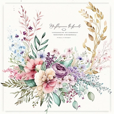 Wildflower Clipart Watercolor Floral Wedding Spring Flowers Premade Corner Arrangement. Bachelorette party, pink, blue, purple and brown pastel colors on white background FOR GIFT CARD, WEDDING INVITATIONS