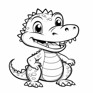 prehistoric crocodile coloring pages | prehistoric crocodile coloring pages free | baby crocodile printable coloring clipart, in the style black and white, simplistic cartoon, uhd image, whimsical comic strip, dotted, minimalist background