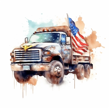 American flag, American, America Eagle, one nation under god, Clipart watercolor, architect, travel, truck, eagle bird, no watermark, text, brush , 300 DPI , typography, shapes do not stick together, no text in the picture