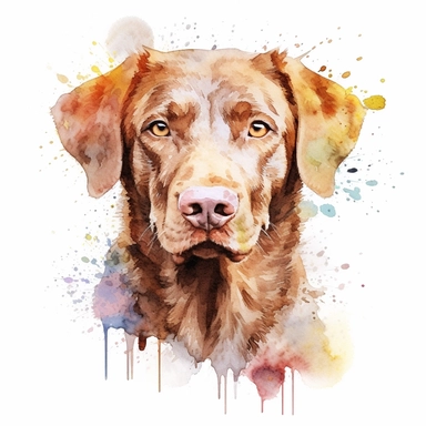 Chesapeake Bay Retriever dog, water color style, clipart, white background