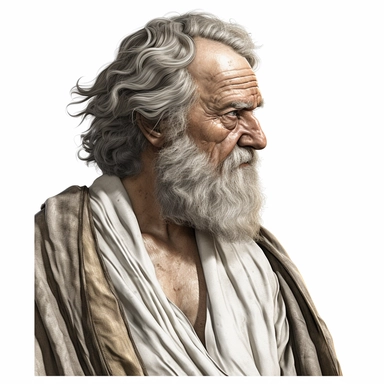 clipart Ancient Greek man, photo realistic, white background