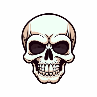 Clip art. Halloween skull. Thick lines. White background. cute cartoon 8k,--q3