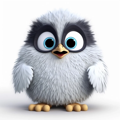 a single clipart image png graphic of a Realistic 3D cute friendly pixar style 3D animation Clipart Cute Fluffy Hairy Penguin PNG Illustration
