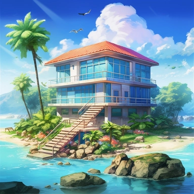/v5_upscale, sangok Dragon Ball anime legends bright day, island in the blue sea cabin with pam clipart, high detail, spaced outultra scale, detailed, ultra bright, charming, stunning, ultra detailed, wonder, amazing, mercury clouds illumination, light background , vitamins, with holographic,