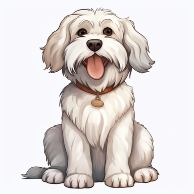 Cartoon Adult Dogs, Cartoon Adult Dogs Clipart, Cartoon Adult Dogs SVG, Dogs PNG Sublime, Dogs sublime, Adult Coton Tulear smiling, sitting, direct front view, isolated on white background, hd