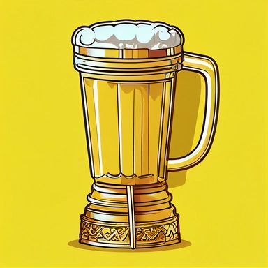 beer mug trophy, classic vector clip art, detailed lines, detailed segments, Solid color background, solid linework