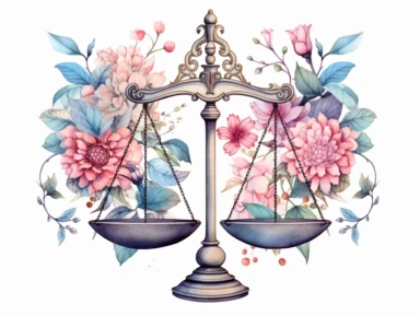 Libra zodiac sign in highly detailed ink color illustration, floral elements, pastel colors, cute, clipart white background 8k
