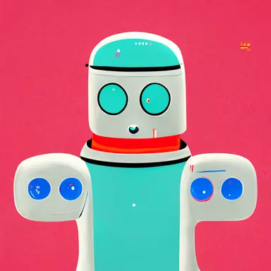 a virtual world full of heartfelt robots that encourage each other, play games with each other, create beautiful clipart together in a pop art style