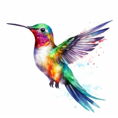 watercolor hummingbird on white background. Clipart