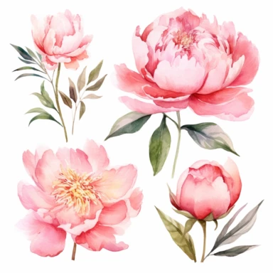 Watercolor Peony Clipart - Pre-made clipart