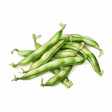 green beans, watercolor style, clipart, white background, vector