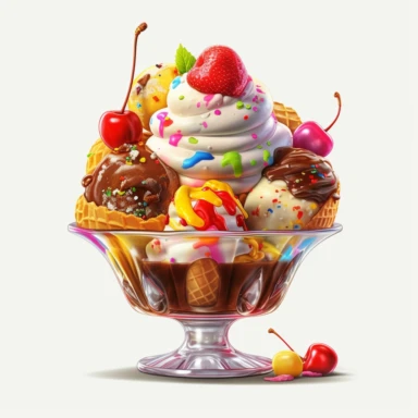 ultra detailed loaded ice cream sundae clipart 8K
