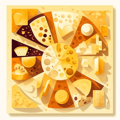cheese slice clipart, cheese slice png, in the style of johannes jan schoonhoven, cream and ivory tints , rounded, fluide art, decorative paintings, use of light and shadow, rtx on, geometry-inspired , 115:113, in the style of playful geometrics, yanjun cheng, ful witchy academia, meticulous design, 3d concept art , in the style of geometric shapes and patterns, hyper-realistic food illustrations, bold, manga-inspired characters , funny
