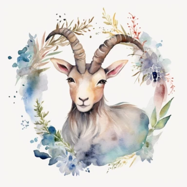 zodiac sign Capricorn, animal, watercolor Clipart, baby, isolated white background, 8k, Seed 2124284607
