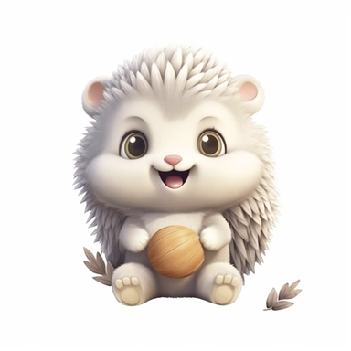cute hedgehog baby clipart, disney pixar style, on white background