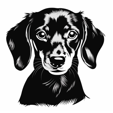 clipart, white background, black vector art, simple, dog