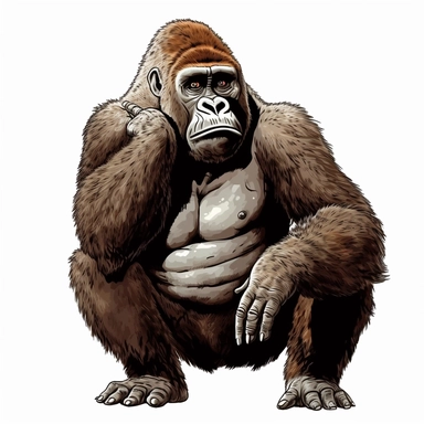 cartoon, clipart, stock photograph, white background, gorilla