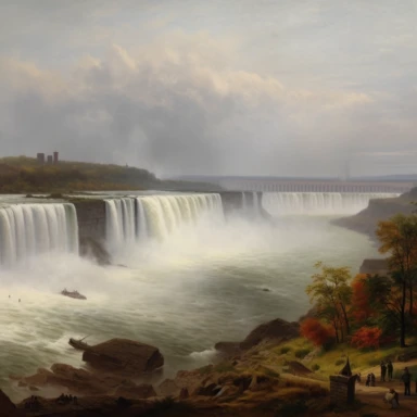 by Worthington Whittredge , Niagara Falls landscape , 8K quality, ultra detailed clipart, without signature and without meaningless lines, clipart, white background, High Quality clipart, no writting background, no writting