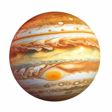 photo realistic clipart of Jupiter, 8k, white background, sharp focus, detailed,