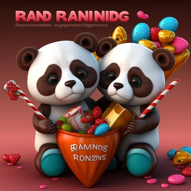 create multiple cliparts of cute happy pandas holding valentines day candy, highly detailed, colorful, 3d, high definition
