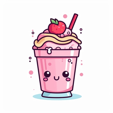 kawaii, single milkshake clipart, white background, svg, eps