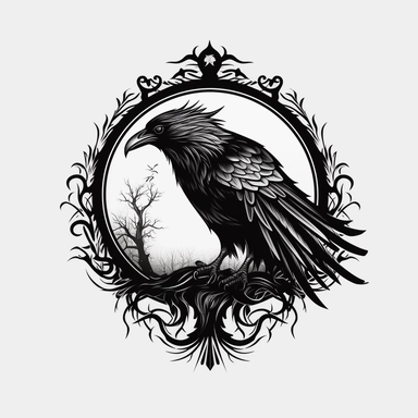 inspiering fantasy logo, raven claw, clipart, empty background, black and white