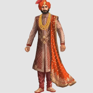 indian,clipart, wedding clipart,cartoon art [indian] [groom] [traditional dress] [full body] [hyper Real], high resolution clipart [8k]--v 5.1