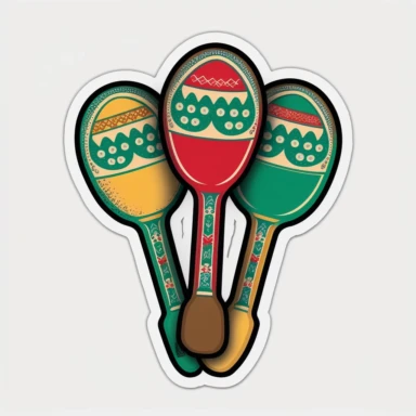 mexican maracas, realistic cartoon-style clipart sticker