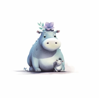 a baby hippo clipart with illustration, full body shot ,8k, style of Bohemian, style of Anna Süßbauer and Jon Klassen,vector, Vector, white background,Solid Background, Sharpness and clarity, masterpiece, trending on Artstation and Dribbble.