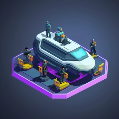 futuristic small family hovercraft concept, isometric perspective, game sprite, sci-fi, fun, creative, cartoon, clipart, hyper-detailed, black background,
