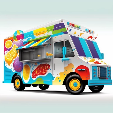 food+truck+vector, highly detailed, isolated on white, clipart
