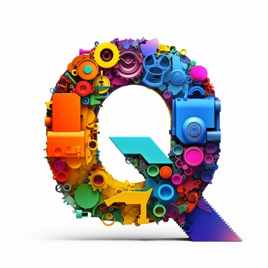 a desktop icon, based on the letter Q, simple, mechanical theme, clipart, beautiful, colorful, 8k
