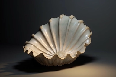 shell bed with pearl decoration, on a black background, like clipart style, mysterious, luxurious, 4k , octane render, unreal engine,