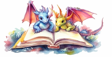 Adorable open watercolour book, cute baby dragons flying out, vivid colours, watercolor clipart, white background, I can’t believe how beautiful this is