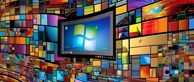 a collage of windows 2000 clip art, desktop computer, windows, 64bit, cpu, upgrade, depth of field, high resolution