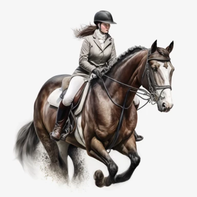 horse rider, clipart, realistic, very detailed, high resolution, white background