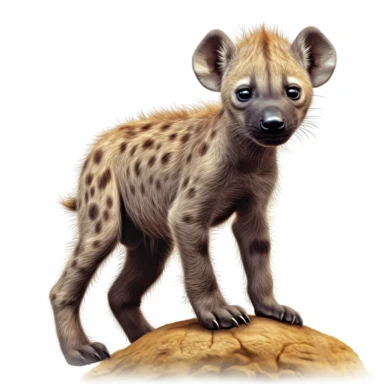 hyena safari baby animal photorealistic clipart,on white background