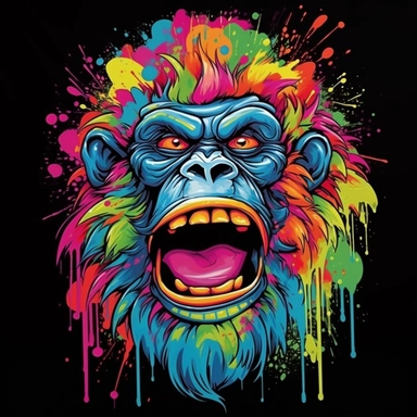 Tshirt features Design, CLIPART CONCEPT, Three-dimensional Rainbow Pantone GORILLA with graffiti artwork and graffiti design, large-scale canvas, louis wain, animated gifs, precisionist art, 3D vector graphics Design, Contour Drawing with Fine Line Artwork, Macro Detailed, Clear visuals, Highest Resolution 3D File Format, in the style of photo-realistic techniques, Rendering with unreal engine 5, Sublimation Ink, Isolated white background
