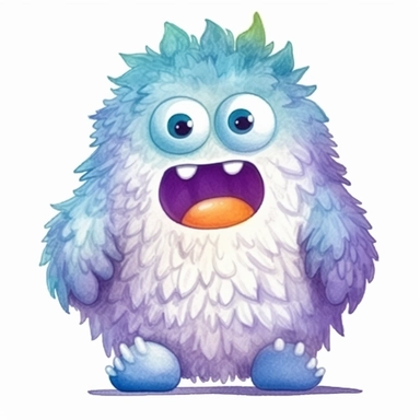 A super-cute monster, knitted painting texture, Perfect for nursery art and children's book illustration style, simple, cute, full color, clipart, watercolor illustration, single object, high definition 8k, white background for removing background