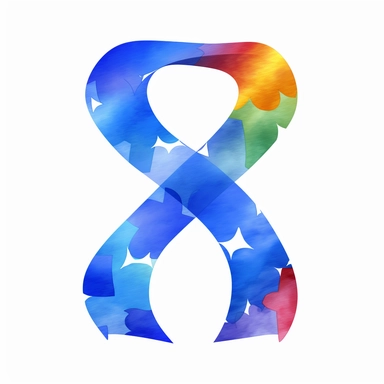 autism puzzle piece in ribbon, watercolor clipart art design marker with rainbow drip, vibrant color, white background